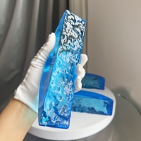Briques de verre cristal bleues peintes, décoratives, imperméables, imprimées UV, de forme irrégulière, durables pour cloisons - Vente en gros