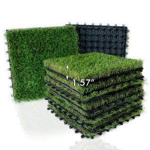 Dalles de gazon artificiel emboîtables HANWEI 30/60 mm, gazon <span class=keywords><strong>puzzle</strong></span> pour sports (badminton/tennis/football), fil micro-tressé CE - Product Image 1
