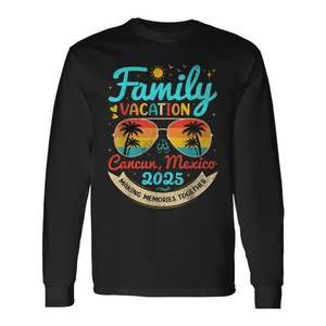 Camiseta de Manga Larga para Vacaciones Familiares en Cancún, México 2025, Creando Recuerdos Juntos - Product Image 1
