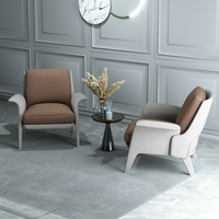 Mobilier de créateur italien en tissu de cuir OEM, ensemble de chaises de salon d'hôtel avec repose-pieds à dossier haut