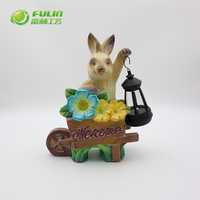Großhandel 25,5 cm Harz-Osterhase Willkommensschild Gartenfigur mit Laterne für Außenbereich, Hof, Terrasse und Rasendekoration