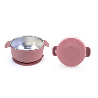 Assiette en acier inoxydable 304 avec ventouse en silicone, ensemble de vaisselle pour bébé, bol alimentaire, assiette pour enfants