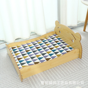 Lit pour animaux de compagnie en bois, motif géométrique rectangulaire, 55x40x21,5 cm, pour chat, lavable à la main - Product Image 2