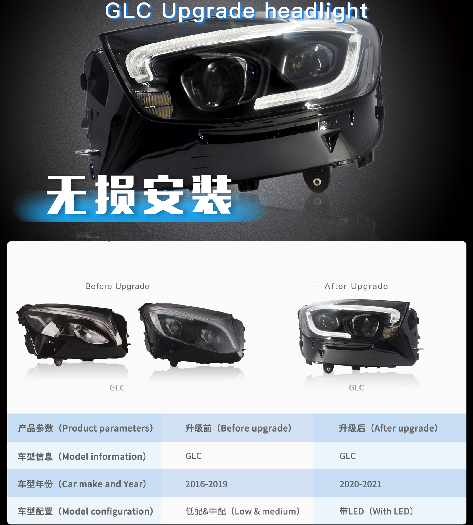 メルセデス・ベンツGLCクラスX253（2016、2017、2018、2019）用Feebest