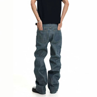 Jean en denim brut exclusif pour homme, coupe droite, cinq boutons, fermeture éclair, taille mi-haute, style streetwear, denim selvedge, coupe bootcut