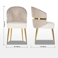 Nouvelle chaise de salle à manger moderne rembourrée velours or en acier inoxydable bras chaise salon Accent pour la maison hôtel café