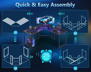 Hiện đại bằng gỗ PC chơi Game bàn Hot đôi kích thước l-hình dạng với LED lưu trữ ngăn kéo kệ cho nhà văn phòng & chơi game phòng - Product Image 4