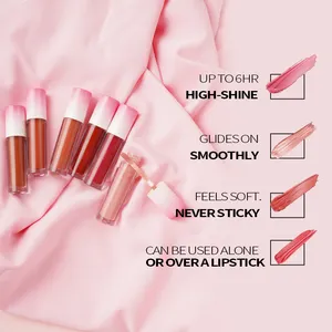 Tubi di velluto Non appiccicosi di lunga durata con rossetto liquido opaco nudo personalizzato lucidante lucidante lucidante lucidalabbra all'ingrosso