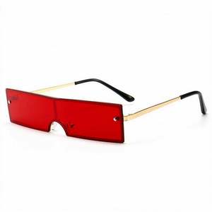 Lunettes de soleil œil de chat vintage tendance pour femme, monture métallique, petites lunettes rectangulaires rouges, super vente - Product Image 2