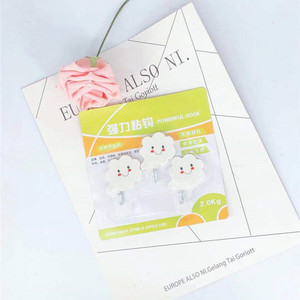 Strong adhesive <b>hooks</b>, white cloud and smiley face, traceless <b>hooks</b>, three-pack, <b>bathroom</b> nail-free, clothes adhesive, - Product Image 2