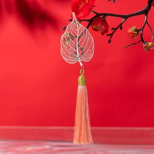 Chinese Style Leaf Rose Gold <strong>Metal</strong> <strong>Bookmarks</strong> Hollow Out Stainless Steel Book Mark Page <strong>Maker</strong> with Tassels for Students - Product Image 6