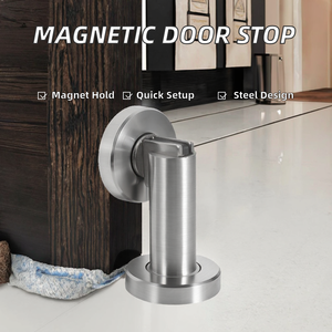 Butée de porte moderne en acier inoxydable, magnétique puissant, anti-vent, anti-collision, installation facile pour protection murale et au sol - Product Image 2