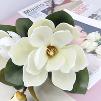Fleurs de Magnolia en soie imprimées 3D pour décoration de mariage, fleurs de Magnolia artificielles en mousse pour bricolage