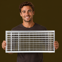 Grille d'alimentation d'air à double couche en aluminium à persiennes, grille de ventilation rectangulaire HVAC, sortie d'air frais intérieure, plafond, mur
