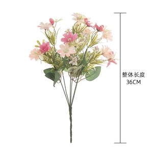 CallaFloral ช่อดอกเดซี่หิมะประดิษฐ์ สีขาว ชมพู เหลือง ฟ้า สำหรับตกแต่งงานแต่งงานและบ้าน 7 หัว สไตล์ INS - Product Image 4