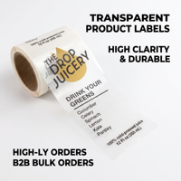 Étiquettes transparentes en vinyle pour bouteilles de jus, résistantes aux basses températures, pour emballages de boissons, produits privés