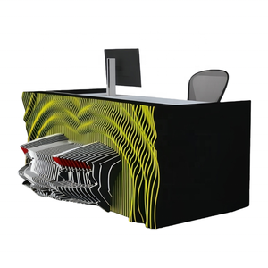 Mostrador de Recepción en Forma de L de Madera Maciza Moderna con Diseño de Automóvil, Diseño Personalizado, Estética Elegante, Funcional, para Uso Comercial, Escuela, Supermercado - Product Image 1