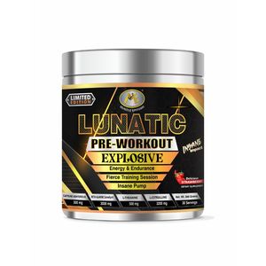 Edición limitada LUNATIC PRE WORKOUT Powder para energía explosiva y resistencia disponible en sabor a fresa - Product Image 1
