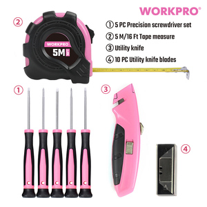 WORKPRO 103pcs Hand <strong>Tool</strong> <strong>Set</strong> with Easy Carrying Round Pouch <strong>Pink</strong> Lady <strong>Tool</strong> Kit <strong>Set</strong> - Product Image 4