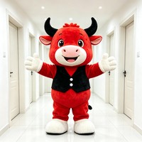 Costume de mascotte Red Bull personnalisé pour adulte, en peluche, motif bœuf/vache, en EVA, unisexe, avec gilet noir, personnalisable