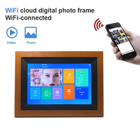 Cadre photo numérique intelligent WiFi 10-32 pouces Cadre en bois Écran tactile Fonction horloge MP3 Audio Dropshipping App Control
