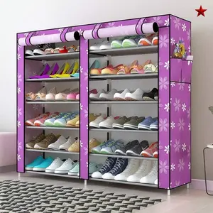 스토리지 캐비닛 2020 접이식 휴대용 캔버스 신발 선반 금속 신발 랙