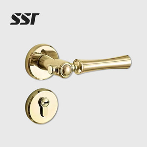 Offre Spéciale – Ensemble de Poignées de Porte en Bois avec Serrure Magnétique Silencieuse, Finition Cuivre Doré, pour Villas Modernes et Hôtels - Product Image 1