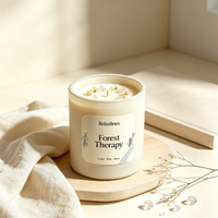 Bougie parfumée de luxe en gros, 100% cire de soja naturelle avec couvercle en bois, boîte cadeau, pot blanc mat pur pour la relaxation et le yoga