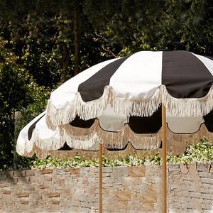 Parapluie de plage Vintage en coton et bois, marque de luxe, avec votre Logo personnalisé, pare-soleil de plage avec glands - Product Image 1