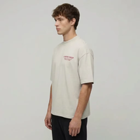 T-shirt de luxe en coton épais 280 g/m², personnalisable avec logo et lettres imprimées DTG, coupe oversize à épaules tombantes, style streetwear vintage pour homme