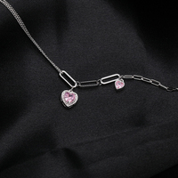 Classique trombone lien chaîne en forme de coeur zircone pendentif bracelet à breloques 925 en argent Sterling femmes cadeau bijoux