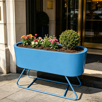 Ventes en gros directes d'usine, jardinières rectangulaires en acier de grande taille, revêtement en poudre, durables, pots de fleurs de jardin d'extérieur pour plantes