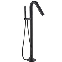 Robinet de baignoire noir haut de gamme, robinet de remplissage de baignoire à montage au sol, robinets de salle de bain au design moderne, luxueux, élégant et classique