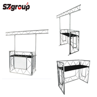 Structure de scène DJ portable en alliage d'aluminium à assemblage rapide pour événements et concerts, avec treillis pliable en contreplaqué, présentoirs carrés et triangulaires, et palettes en verre, certifiée TUV