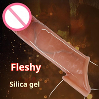 Funda extensora de pene de silicona líquida de doble capa gruesa y realista, condones reutilizables de gran tamaño para adultos