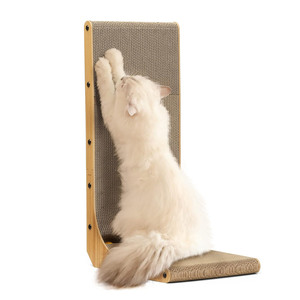 Griffoir pour chat en bois écologique en forme de L avec jouet d'escalade et poteau à griffer détachable - Fournitures pour animaux de compagnie - Product Image 1