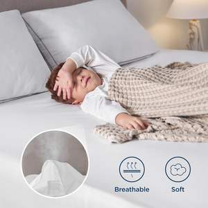 Protector de colchón <span class=keywords><strong>impermeable</strong></span> de tamaño doble, revestimiento con cremallera, funda silenciosa transpirable de seis lados, protección de cama profunda de 15 pulgadas - Product Image 4