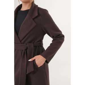 Manteau en cachemire à ceinture pour femmes, vente en gros, veste de mode doublée - Product Image 2