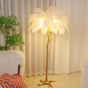 JACKSUN 럭셔리 타조 깃털 나무 모양 플로어 램프 120cm 32 PC 자연 깃털 침실 거실 소파 장식 바닥 조명 - Product Image 3