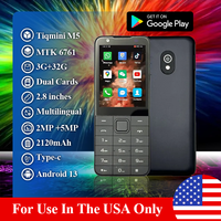 Téléphone portable TIQ MINI M5 US double SIM, écran tactile, clavier, 3+32 Go, Google Play, MTK6761, Android 13