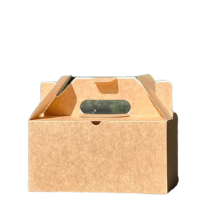 食品保存パーティー用ギフト & テイクアウトアプリケーション用卸売生分解性UVブラウンクラフト紙リジッドマウンテントップボックス - Product Image 1