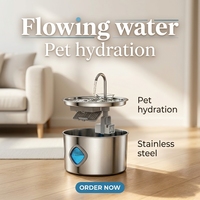 Fontaine à eau pour animaux de compagnie en acier inoxydable de 3,2 L avec niveau d'eau visible, débit circulant, distributeur d'eau automatique pour animaux domestiques