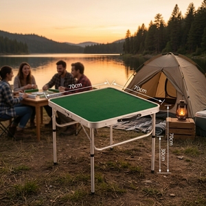 Lightweight Aluminum Alloy <strong>Folding</strong> Mahjong <strong>Table</strong> Modern Design Portable Outdoor Dining <strong>Card</strong> Game <strong>Table</strong> for Family Kids - Product Image 4