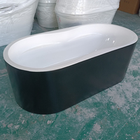 Baignoire moderne autonome en résine acrylique de haute qualité Finition brillante mate Bain autoportant noir pur avec caractéristiques de bain à remous