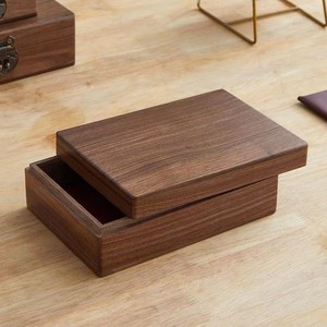 Solid Wood Rectangular Jewelry <b>Box</b> <b>Black</b> Walnut Wood Storage <b>Box</b> With Lock Rustic Style For Jewelry Document Collection - Product Image 1