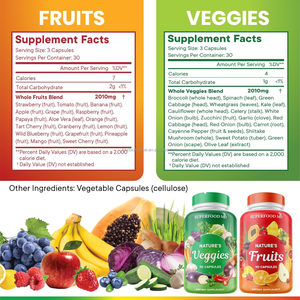 Cápsulas de frutas y verduras de máxima fuerza OEM Complejo de superalimento de alimentos integrales con bayas verdes Vitalidad energética sostenida - Product Image 2