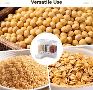 Conteneurs de stockage de céréales et aliments secs en plastique tout-en-un, distributeur mural de riz et de céréales pour cuisine, boîte de rangement - Product Image 4