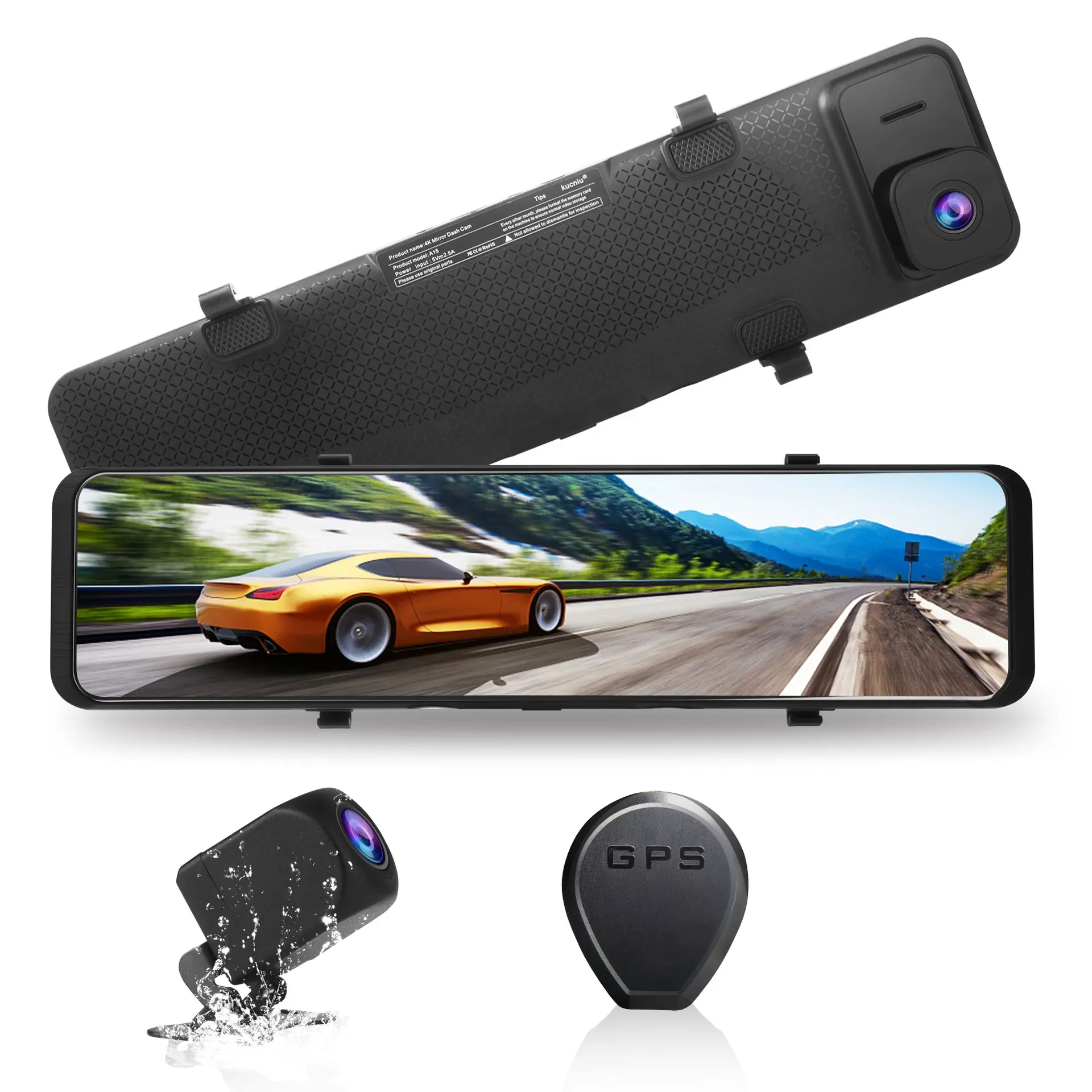 12 Zoll Touchscreen Full HD 4k 2160P CAR DVR Wifi Dashcam Video aufzeichnung Nachtsicht Auto Streaming Video Rückspiegel Dashcam