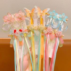 甜美新款儿童古风发夹超级不朽中式花花长丝带发夹 - Product Image 4