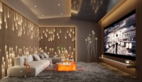 Décoration intérieure, panneaux muraux en bambou imperméables à effet grain de bois, design à effet étoilé, panneaux muraux combinables librement pour fond